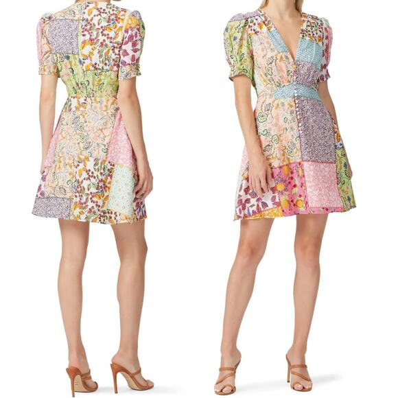 Saloni | Lea Patchwork Mini Dress | US Sz 10 - Picture 1 of 10